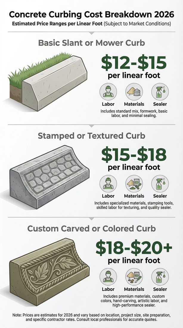 Average concrete curbing cost breakdown